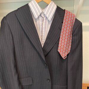 Pre-owned Slate Grey Hart Schaffner Marx with tan pinstripe (40R)